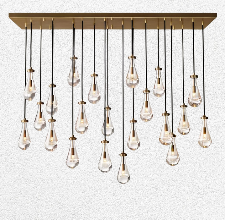 Raindrop Glass Linear Chandelier 72"