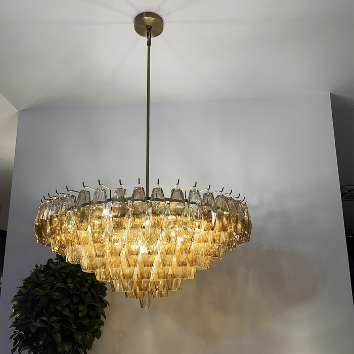 Chiaravalle Glass Tiered Round Chandelier 37"