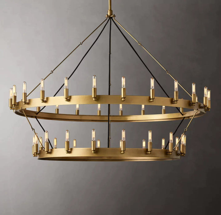 Vintage Filament Two-Tier Round Chandelier