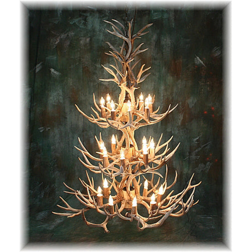 24 Light Reagan Tall Mule Deer Antler Chandelier 60"H