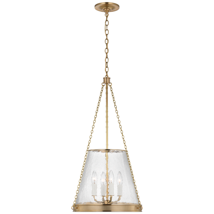 Reese 14" Pendant in Soft Brass with Clear Restoration Glass