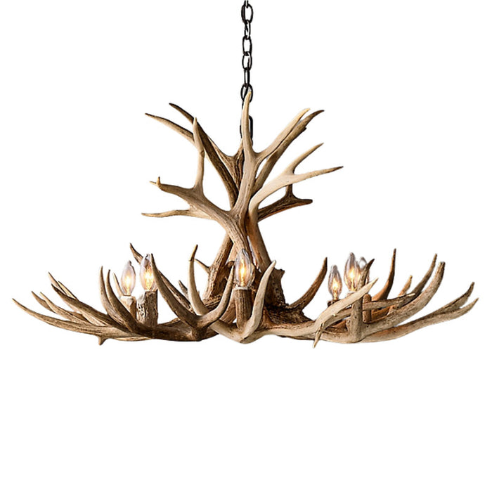 8 Light Reagan Tall Mule Deer Antler Chandelier 20"H