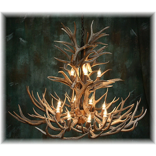 12 Light Reagan Tall Mule Deer Antler Chandelier 42"