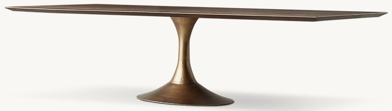 AERO WOOD RECTANGULAR DINING TABLE 96"L /Caramel Walnut/ Brass