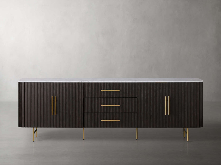 Finnley Sideboard with Drawers/100"/EBONY/CARRARA