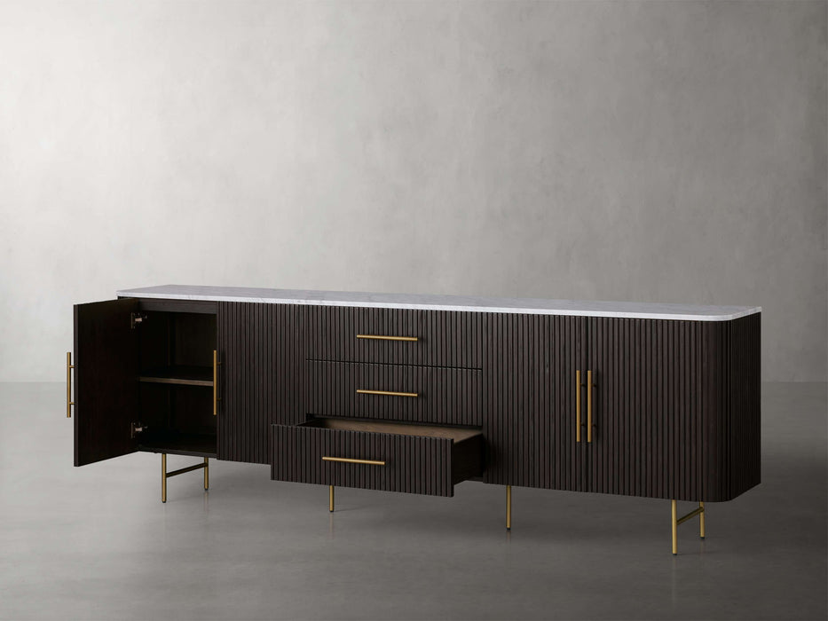 Finnley Sideboard with Drawers/100"/EBONY/CARRARA