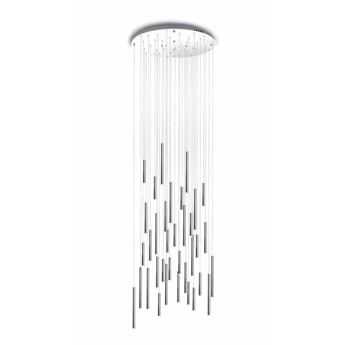 Bellini Round Metal Tubular Pendant Light Chandelier