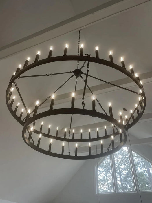 Vintage Filament Two-Tier Round Chandelier