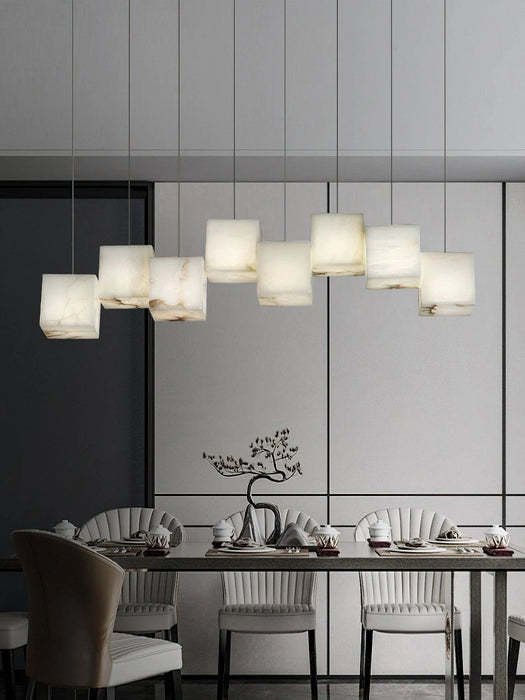 Alabaster Cubic Linear Chandelier