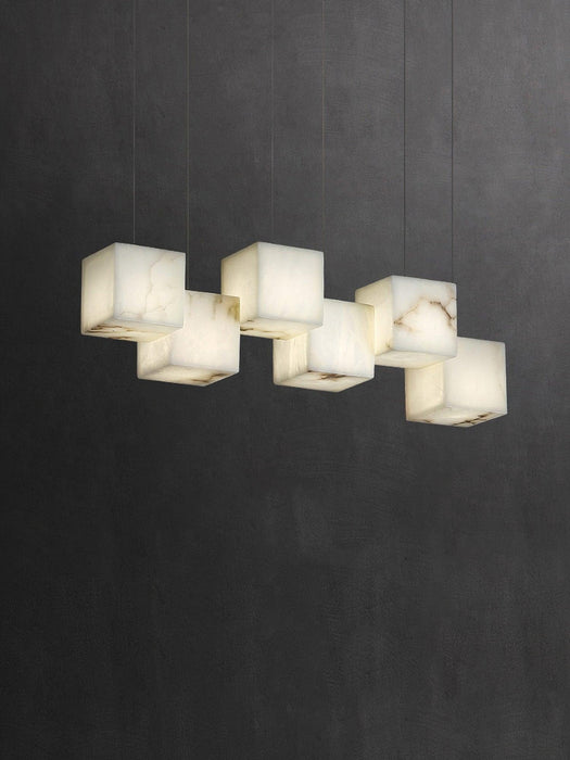 Alabaster Cubic Linear Chandelier