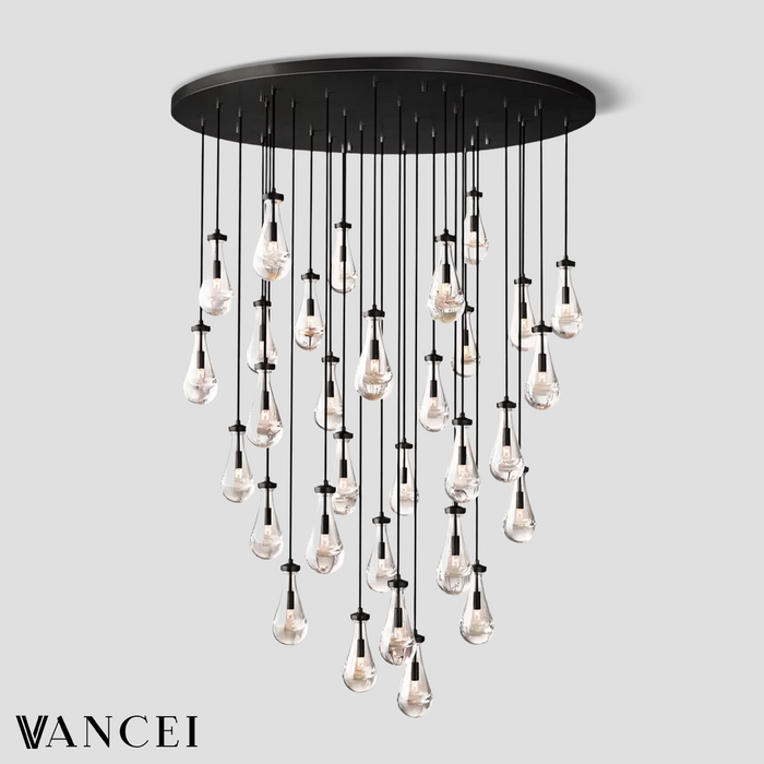 Raindrop Glass Round Chandelier 60"