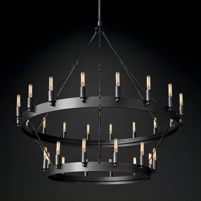 Vintage Filament Two-Tier Round Chandelier