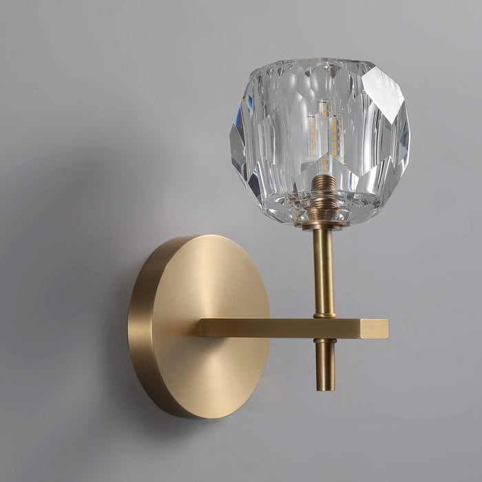 Bille De Clear Crystal Double Ball Wall Sconce 9"H