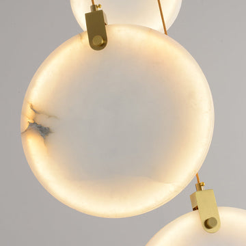 Queenie marble disc Long Round chandelier For Loft