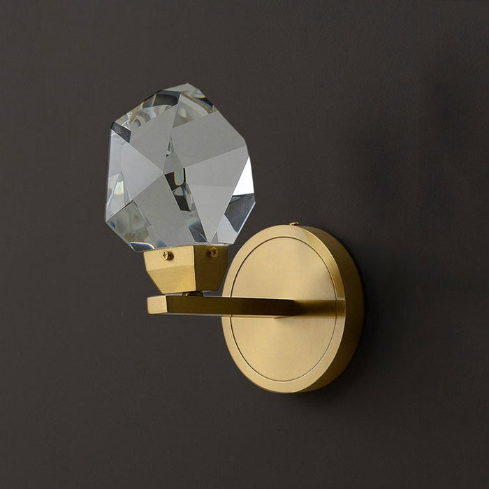 Faceted Crystal Masonry Wall Sconce, Brass