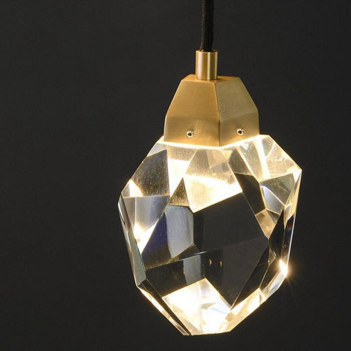 Faceted Crystal Masonry Wall Sconce Using Cord , Brass