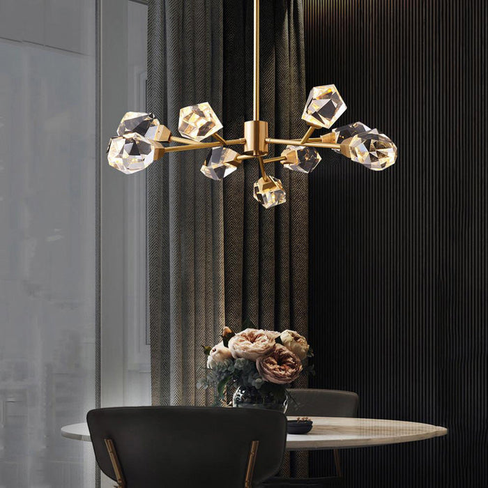 Masonry Faceted Crystal Prisms Chandelier