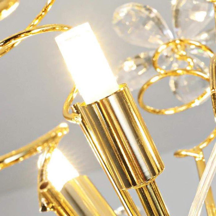 Golden Faceted Crystal Petal Dandelion Pendant Light