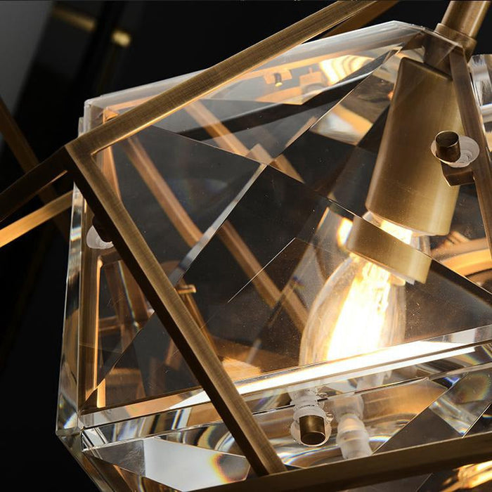Rubik's cube Crystal Pendant Light Brass
