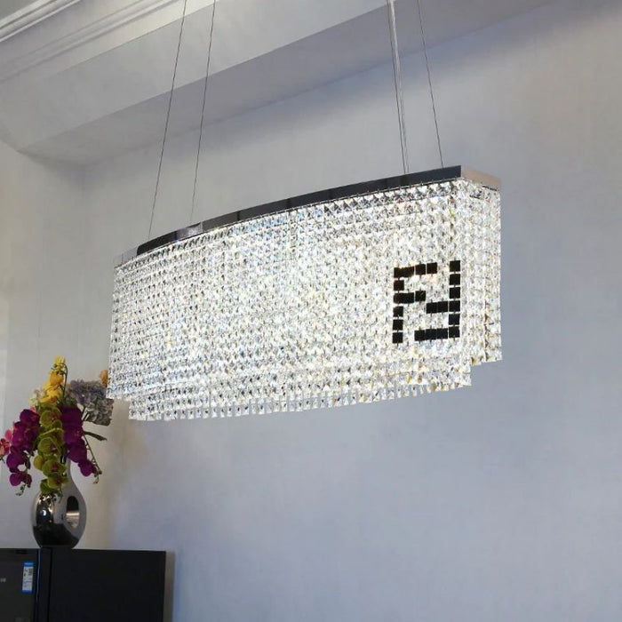 Olive Oval Crystal Chandelier For Dining Table